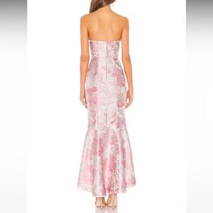 Elegant Pink Floral Strapless Dress